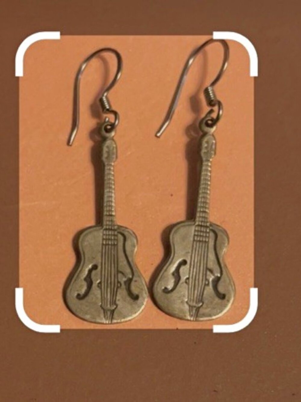 Viola Charm Earrings Acoustic 925 sterling silver hooks pewter charms 1 1/2"